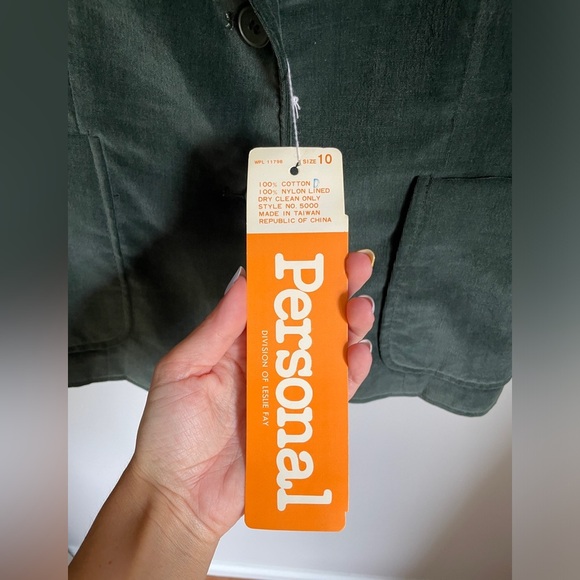 Vintage Personal Leslie Fay Green Velvet Two Button Blazer Women’s Size 10 NWT - Picture 7 of 8